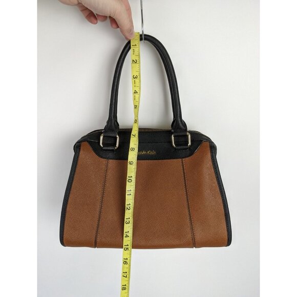 Calvin Klein Black & Tan Shoulder Bag Handbag Purse Satchel 12" - Picture 10 of 12